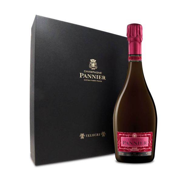 Rosé Velours Champagner Geschenkbox mit 2 Gläsern