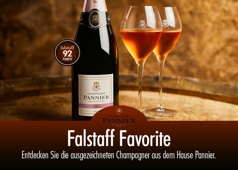 Shopbanner für ausgezeichnete Champagner von Falstaff aus dem Hause Pannier