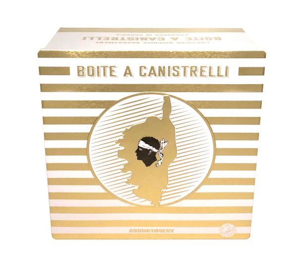 Canistrelli-Sortiment "Klassisch, Mandel, Haselnuss, Zartbitterschokolade" Dose Gold