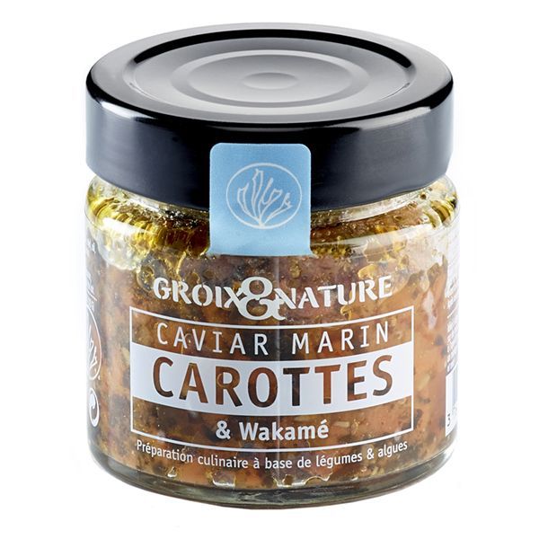 Meeres-Kaviar mit Karotte und Wakamé-Algen