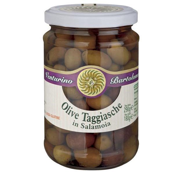 Taggiasca-Oliven in Salzlake
